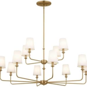 12 Light Chandelier in Traditional Style-23 inches Tall and 42.75 inches Wide-Brushed Natural Brass Finish