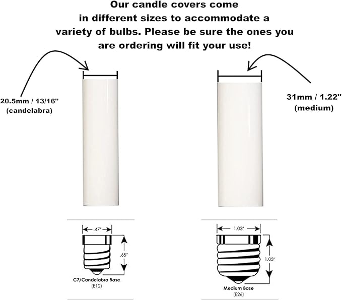 Creative Hobbies® 1751 - Set of 6, 4 Inch Tall White Plastic Candle Covers Sleeves Chandelier Socket Covers ~Candelabra Base - Image 3