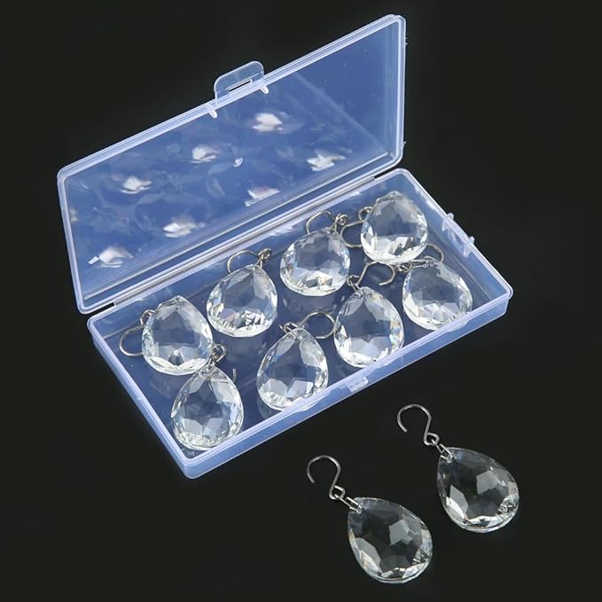10pcs 38mm Crystal Suncatcher, Hanging Clear Teardrops Crystals Chandelier Parts Prisms Pendants with Hook for Windows Lamp Christmas Tree Decorations Home Decor - Image 2