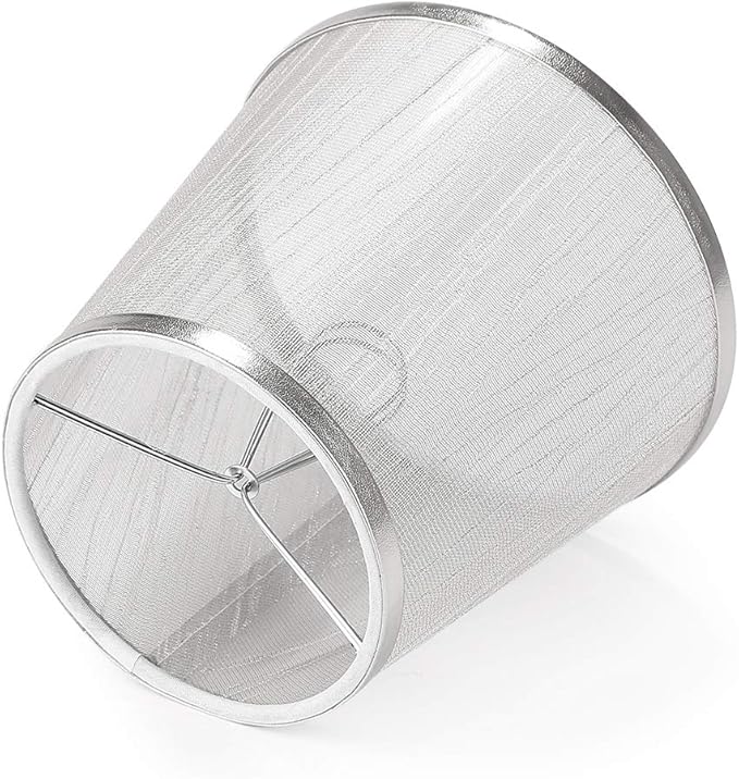 YISUN Set of 6 Crystal Chandelier Mini Lamp Shade 5.5-inch, Bell, Clip On Lamp Shade, Champagne Organza (Silver)