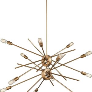 Elk Home Xenia 12-Light Chandelier - Matte Gold, 42-inch Wide, Adjustable Contemporary Modern Farmhouse, Sloped Ceiling Compatible, Dimmable, Sputnik, Minimalist Industrial Lighting