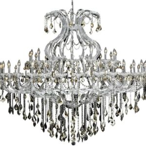 49 Light Chandelier-60 inches Tall and 72 inches Wide-Golden Teak Crystal Color-Chrome Finish