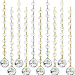 10pcs Crsytal Crystal Garland Strands Hanging Glass Chandelier Beads Chains Glass 20mm Balls Prisms with Beads Pendants Crystal Chandelier Parts Replacements Christmas Party Garden Decoration